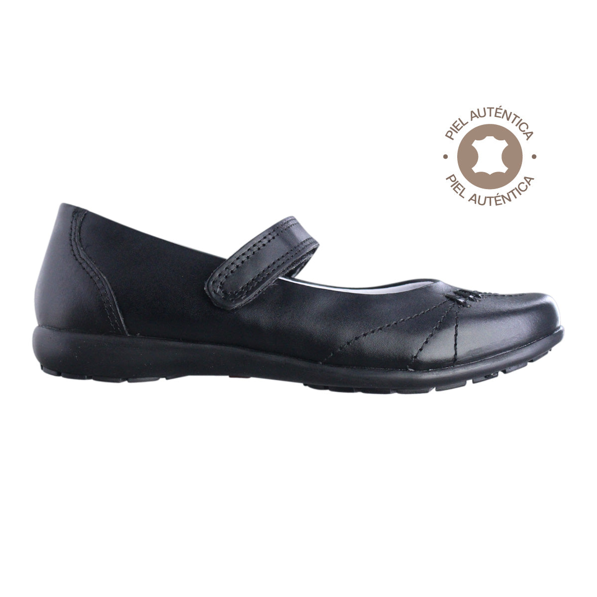 Calzado Escolar Niña 9322 Piel Negro con Velcro