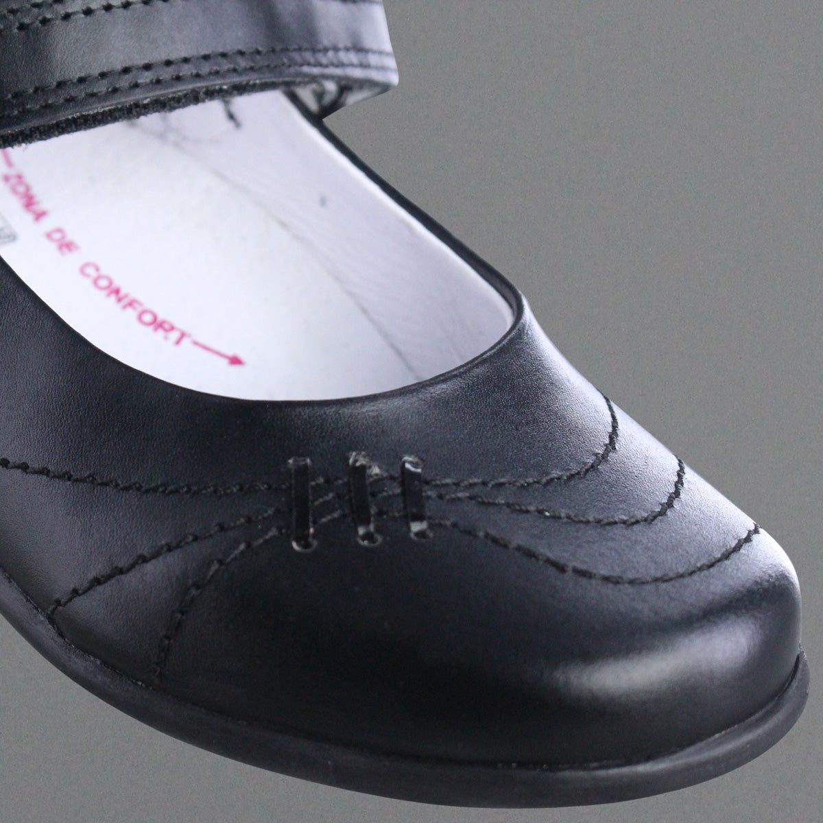 Calzado Escolar Niña 9322 Piel Negro con Velcro