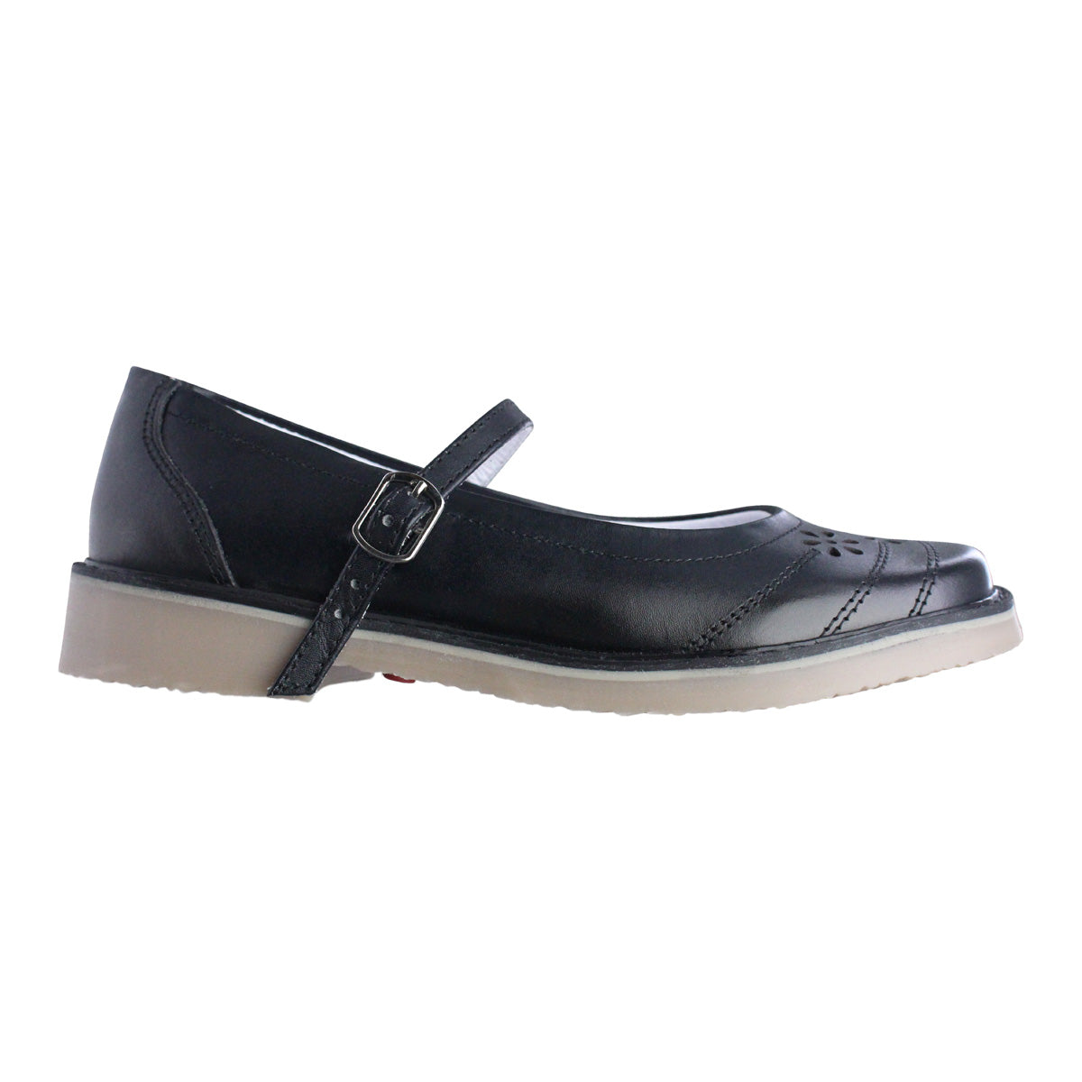 Zapato Escolar Niña 9346 Piel Negro con Suela Goma y Hebilla