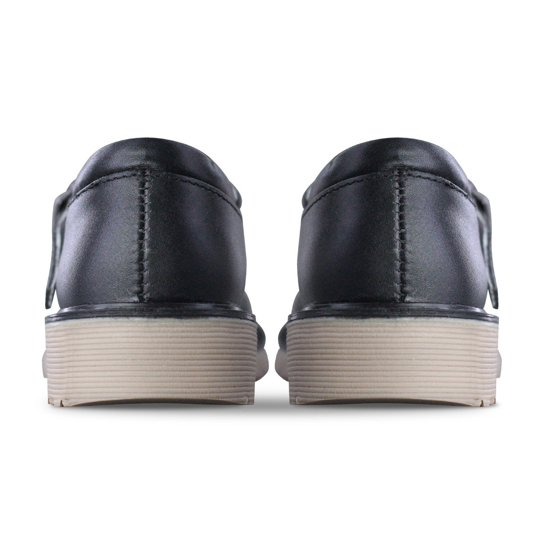 Zapato Escolar Niña 9533 Piel Negro Hebilla suela Goma