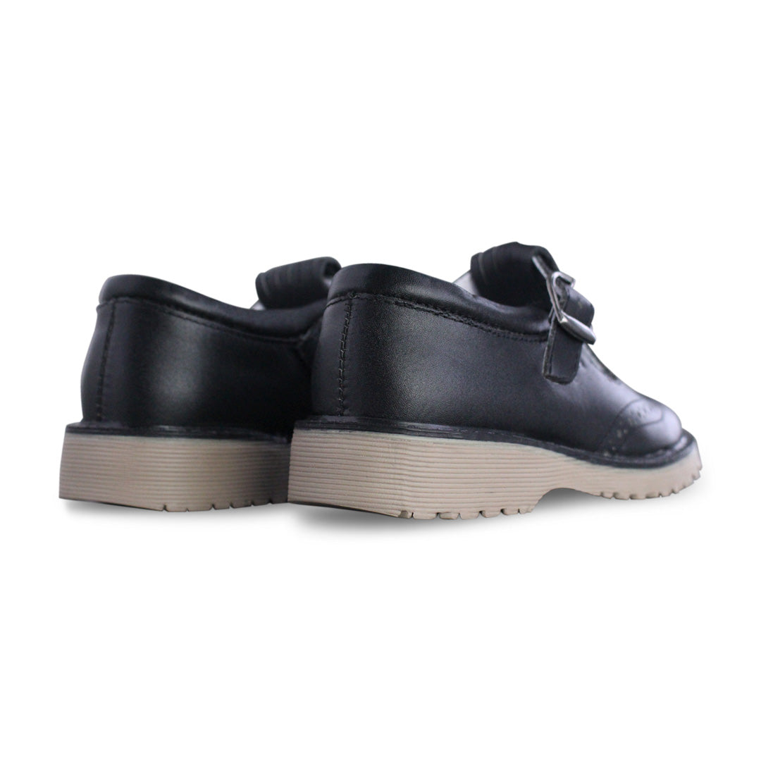 Zapato Escolar Niña 9533 Piel Negro Hebilla suela Goma
