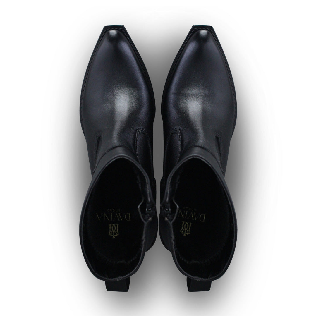 Bota Vaquera Mujer 96040 Eleonor Piel Negro al tobillo