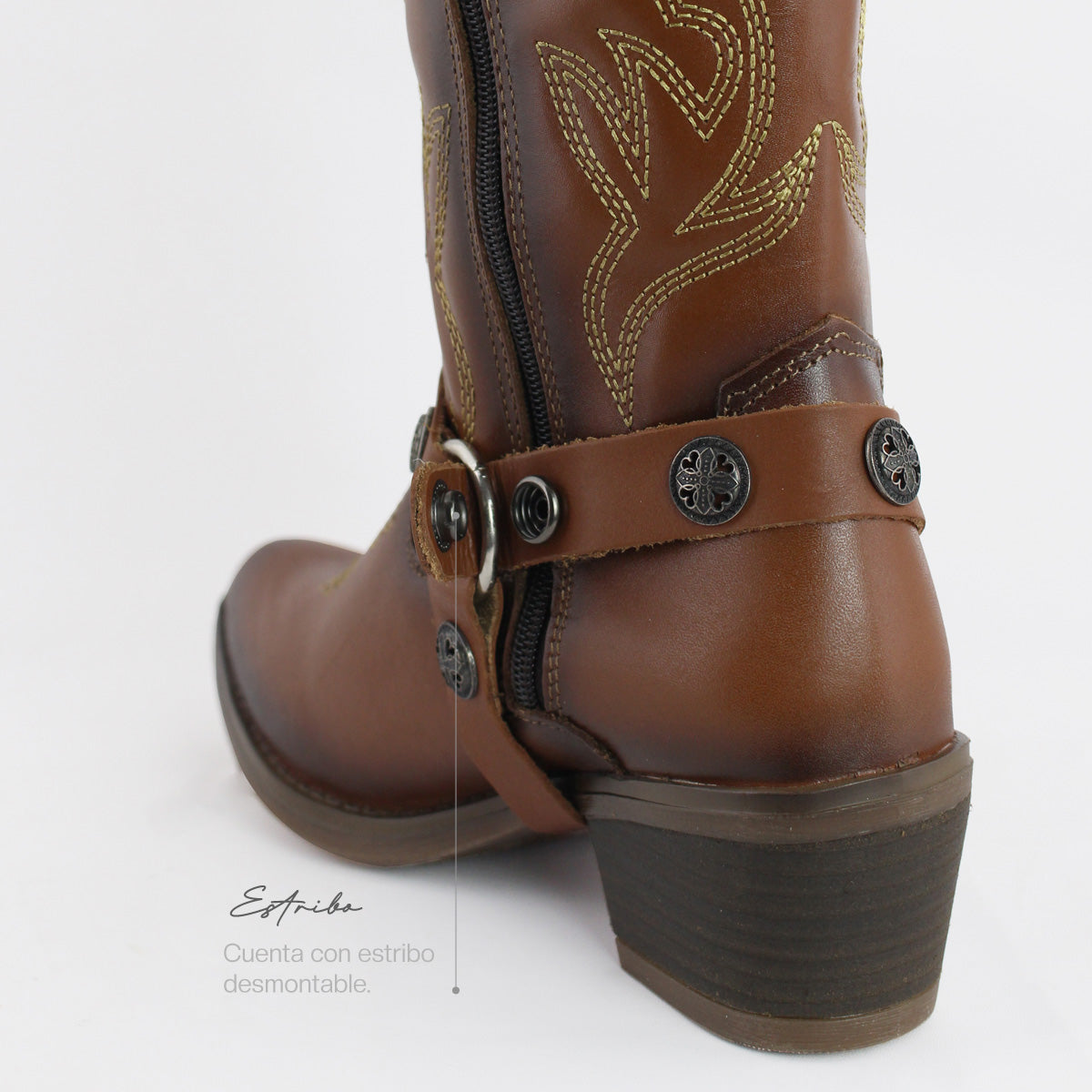 Bota Vaquera Dama 96390 Piel Davina Café