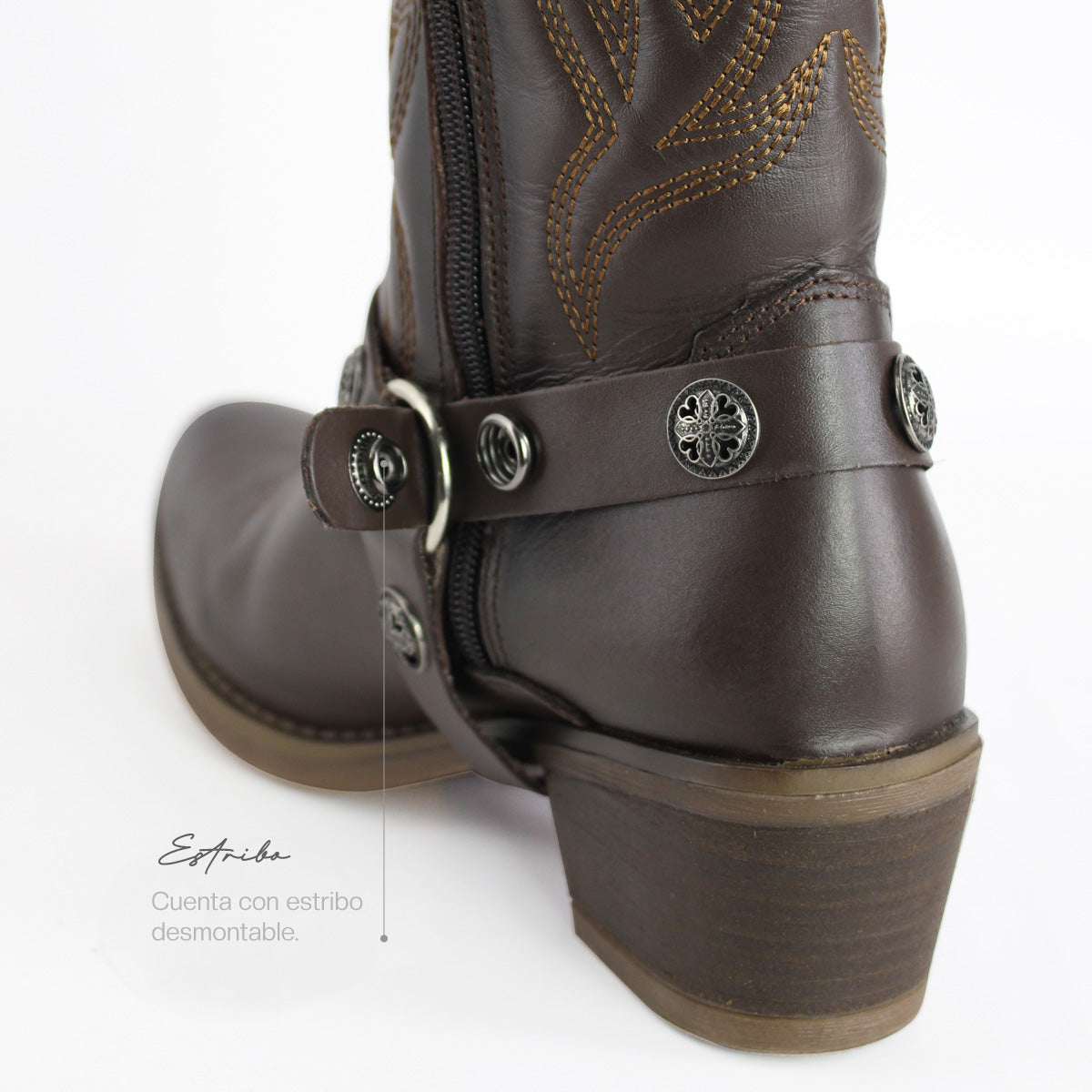 Bota Vaquera Dama 96390 Piel Davina Café Oscuro