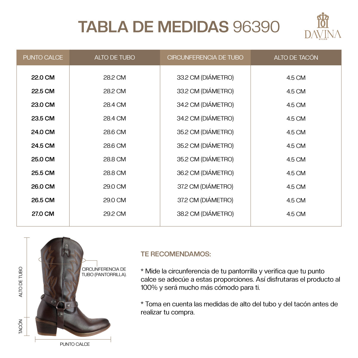 Bota Vaquera Dama 96390 Piel Davina Café
