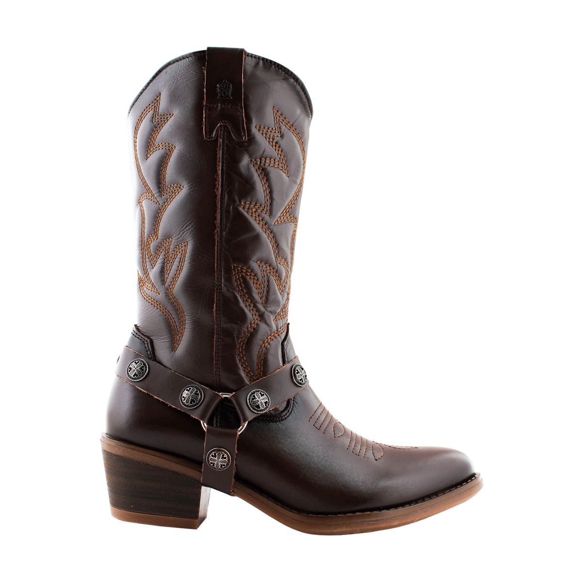 Bota Vaquera Dama 96390 Piel Davina Café Oscuro