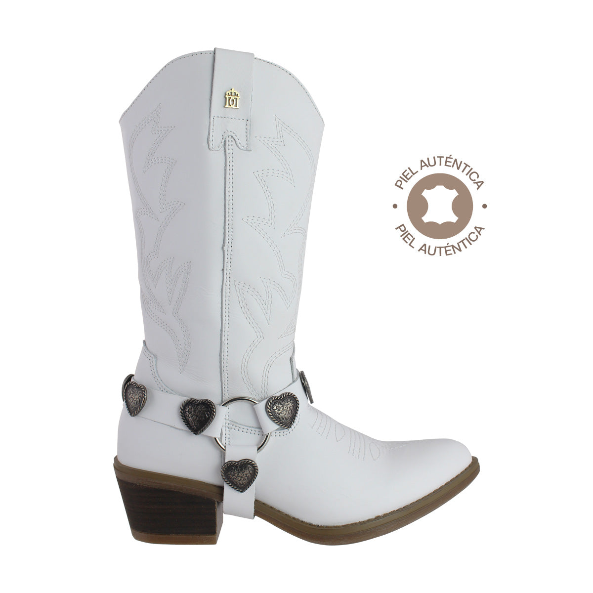 Bota Vaquera Dama 96395 Alondra Piel Blanca