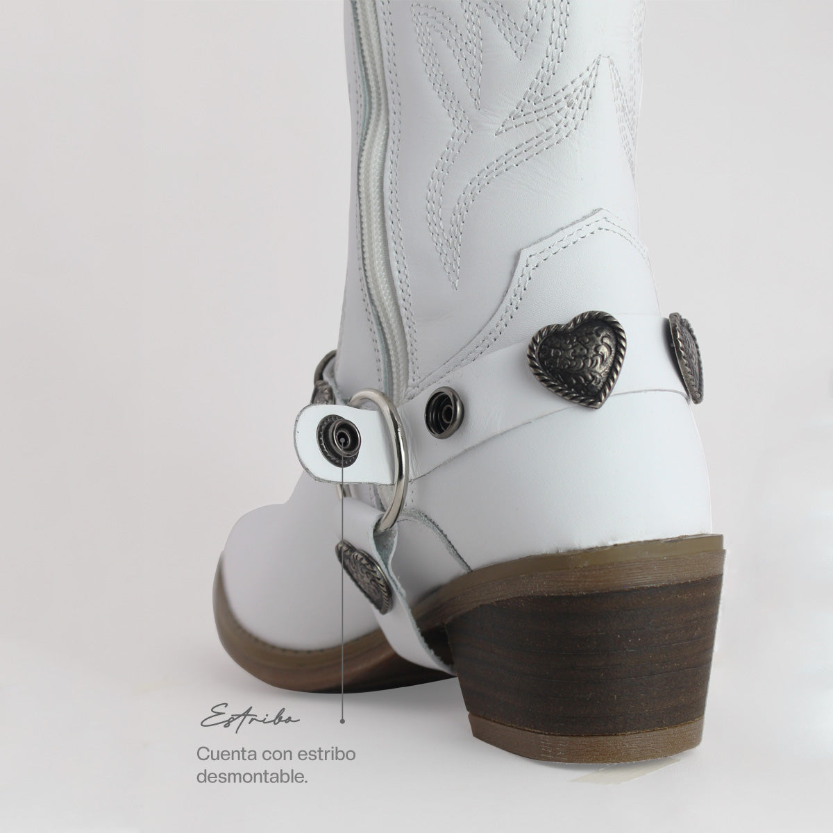 Bota Vaquera Dama 96395 Alondra Piel Blanca