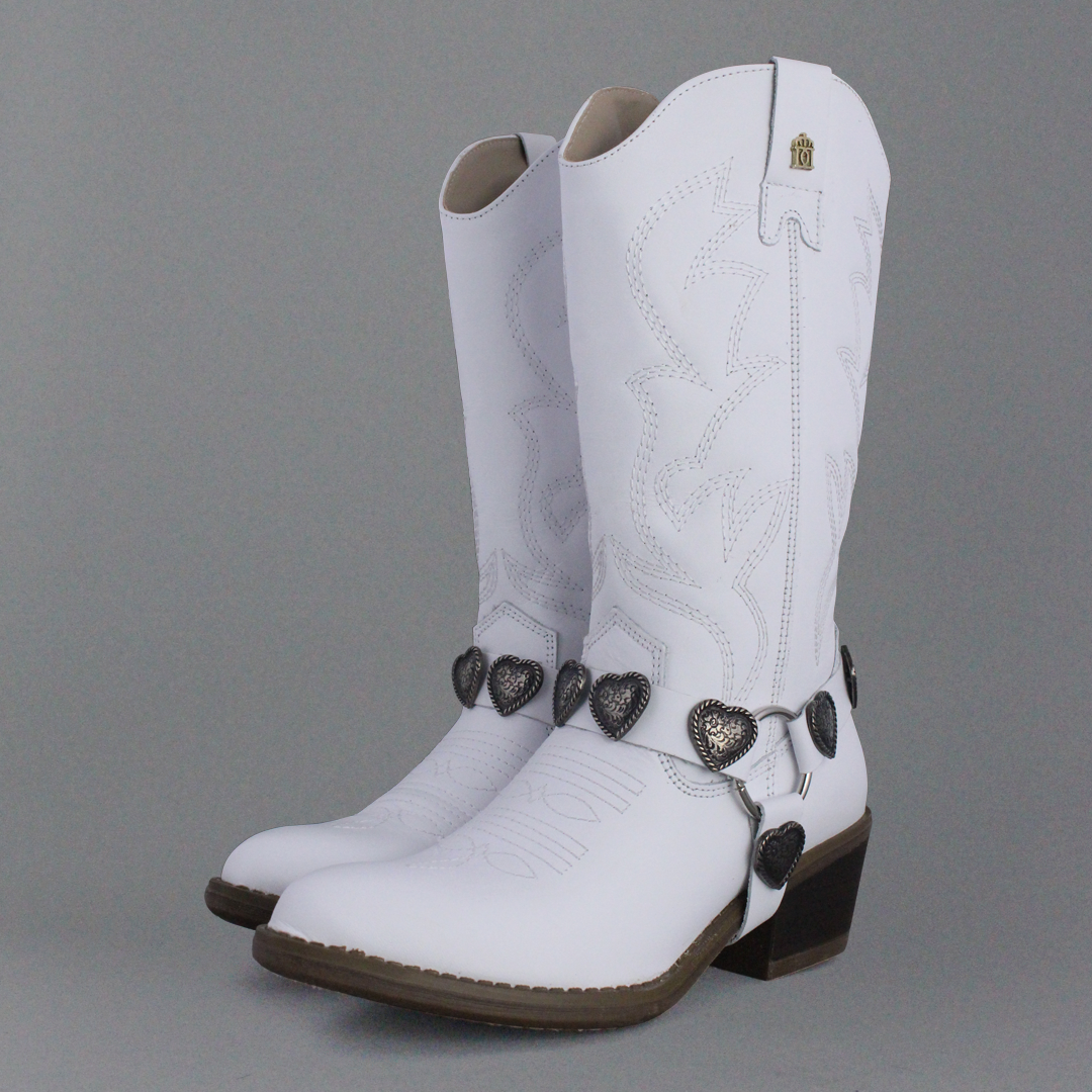 Bota Vaquera Dama 96395 Alondra Piel Blanca