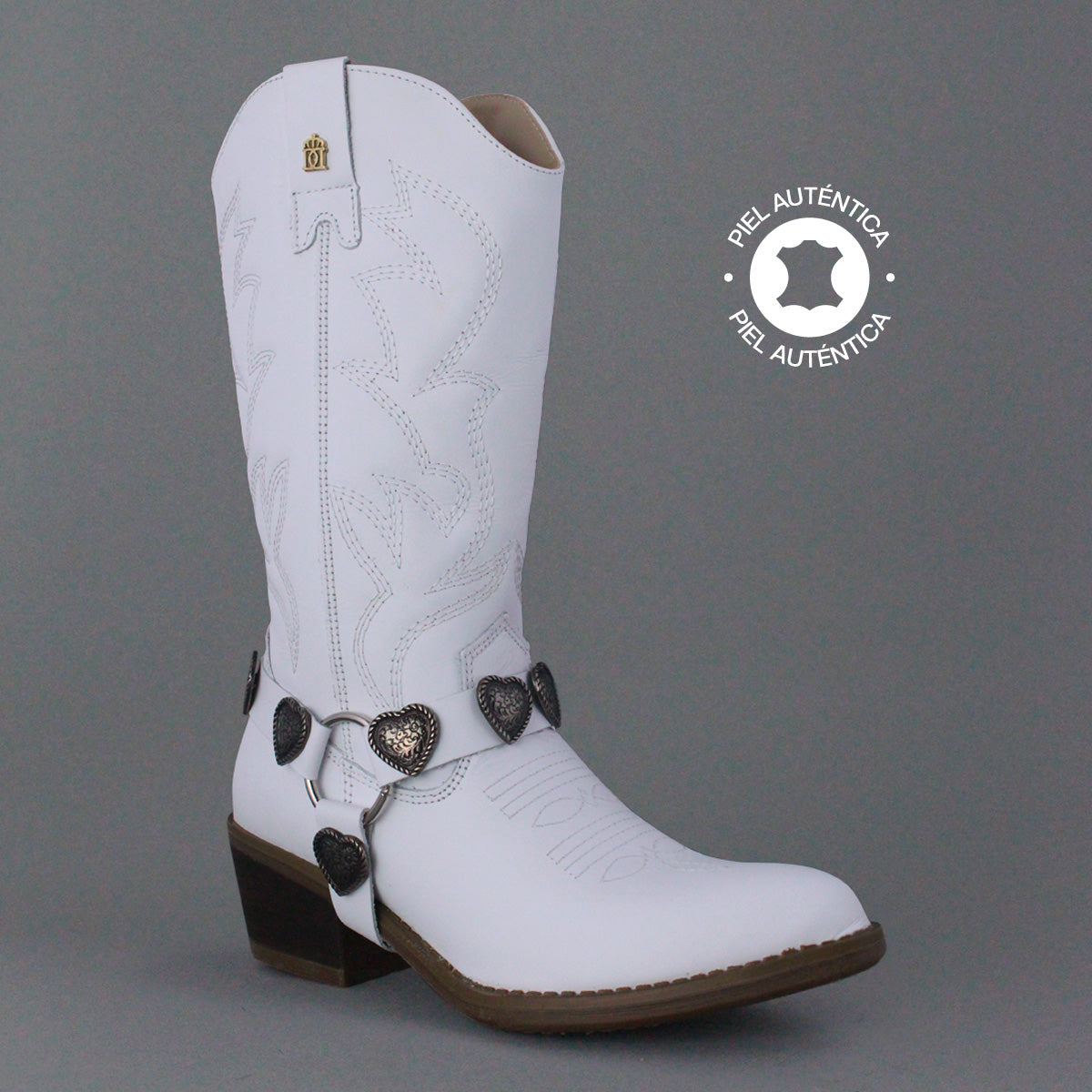 Bota Vaquera Dama 96395 Alondra Piel Blanca