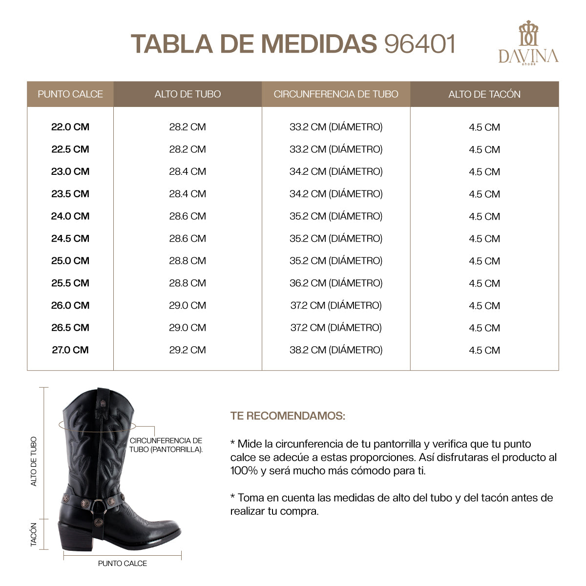 Bota Vaquera Dama 96401 Davina Piel Negro
