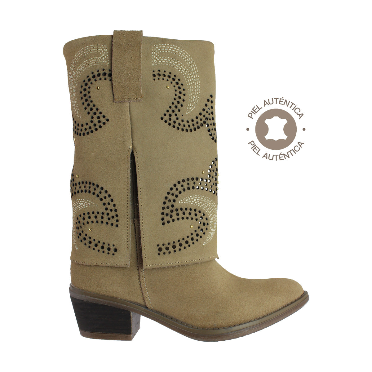 Bota Vaquera Dama 96421 Emilia Gamuza Arena