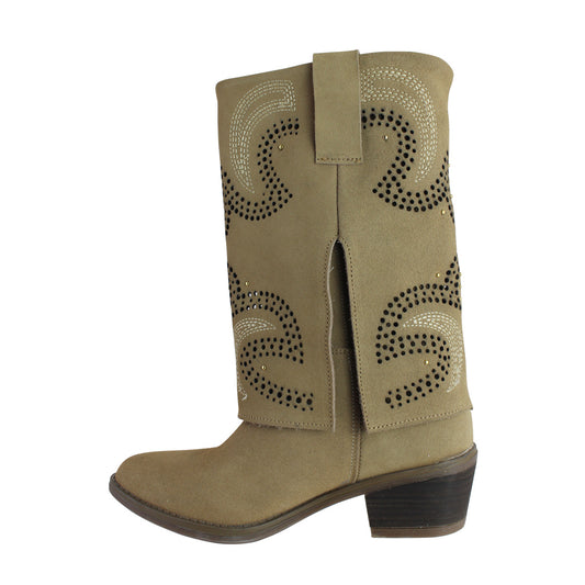 Bota Vaquera Dama 96421 Emilia Gamuza Arena