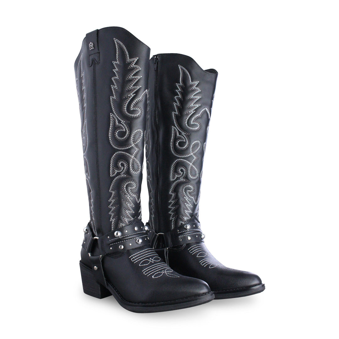 Bota Vaquera Alta Mujer 96532 Davina Kathia Piel Negro