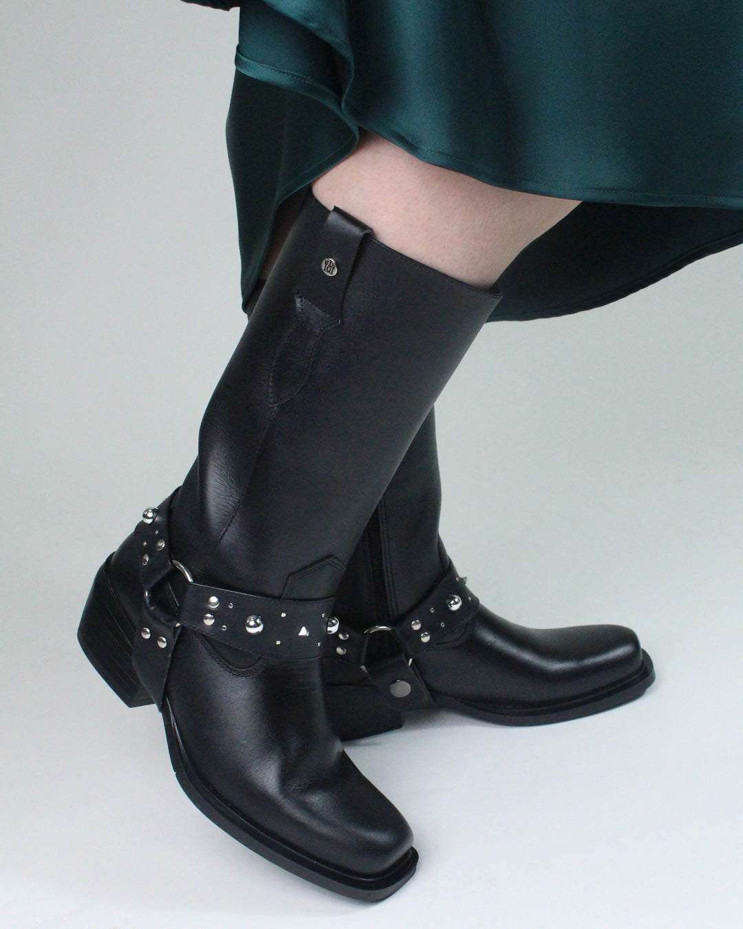 Bota vaquera Mujer 97401 Piel Negro con adorno tipo estribo