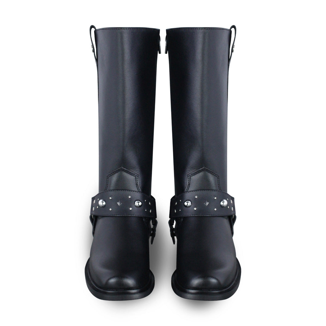 Bota vaquera Mujer 97401 Piel Negro con adorno tipo estribo