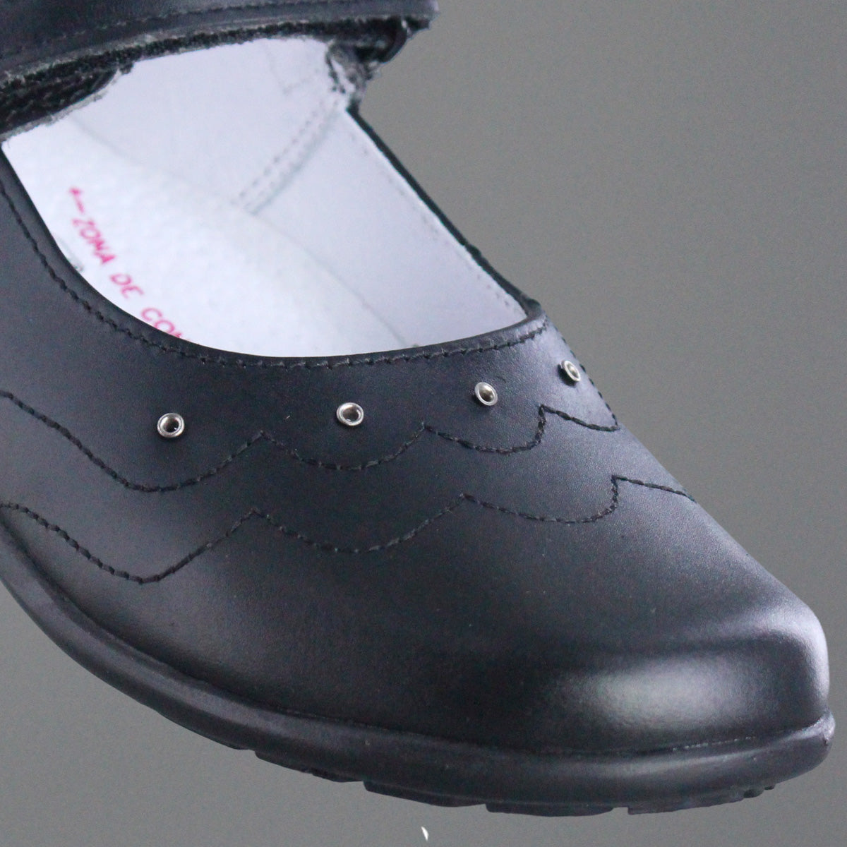 Calzado Escolar Niña 9778 Piel Negro con Velcro