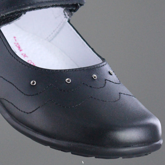 Calzado Escolar Niña 9778 Piel Negro con Velcro