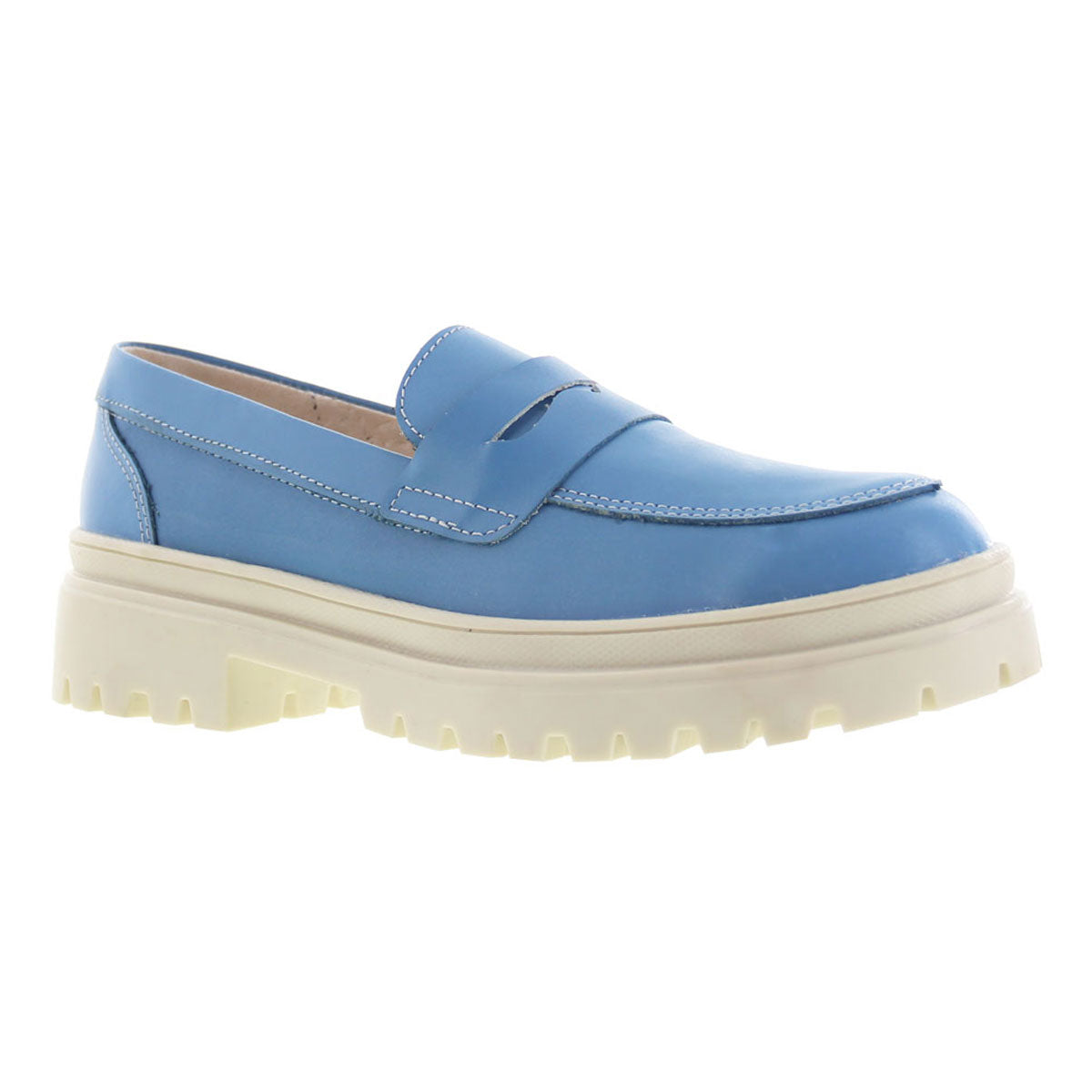 Mocasín Mujer 9970 Piel Azul con Antifaz