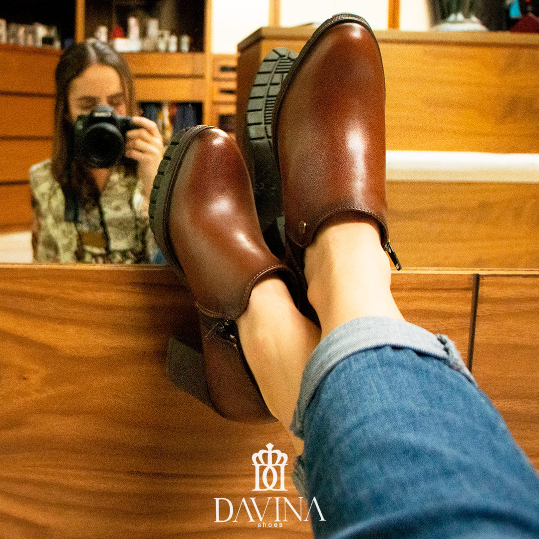 Zapato de tacón de piel, cómodos para mujer 