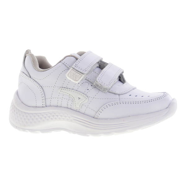 Tenis Escolar Unisex 126 Piel Blanca doble Velcro