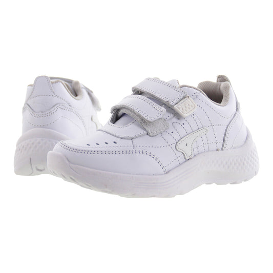 Tenis Escolar Unisex 126 Piel Blanca doble Velcro
