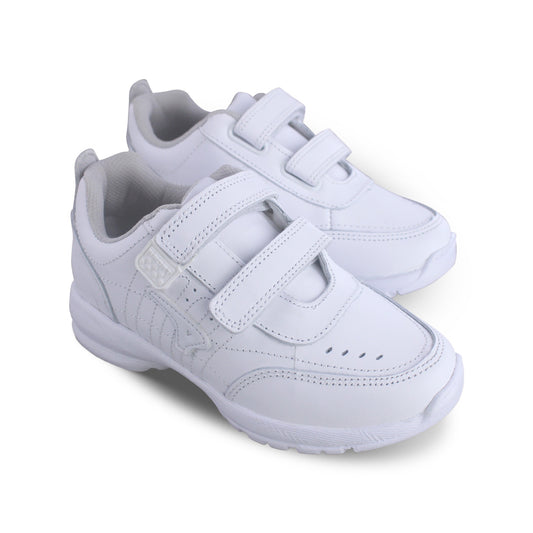 Tenis Escolar Unisex 126 Piel Blanca doble Velcro