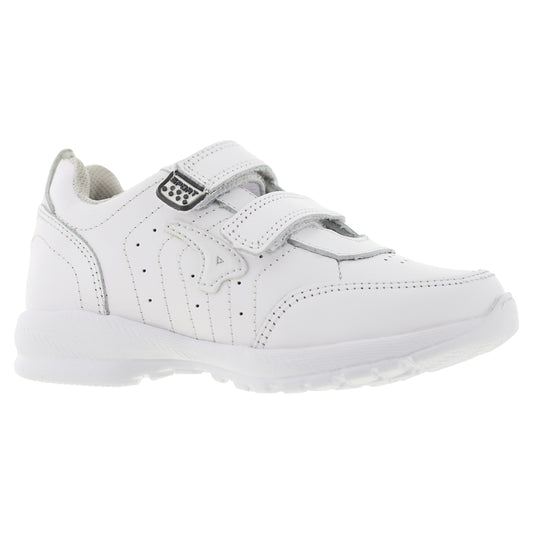 Tenis Escolar Unisex  127 Piel Blanco doble Velcro