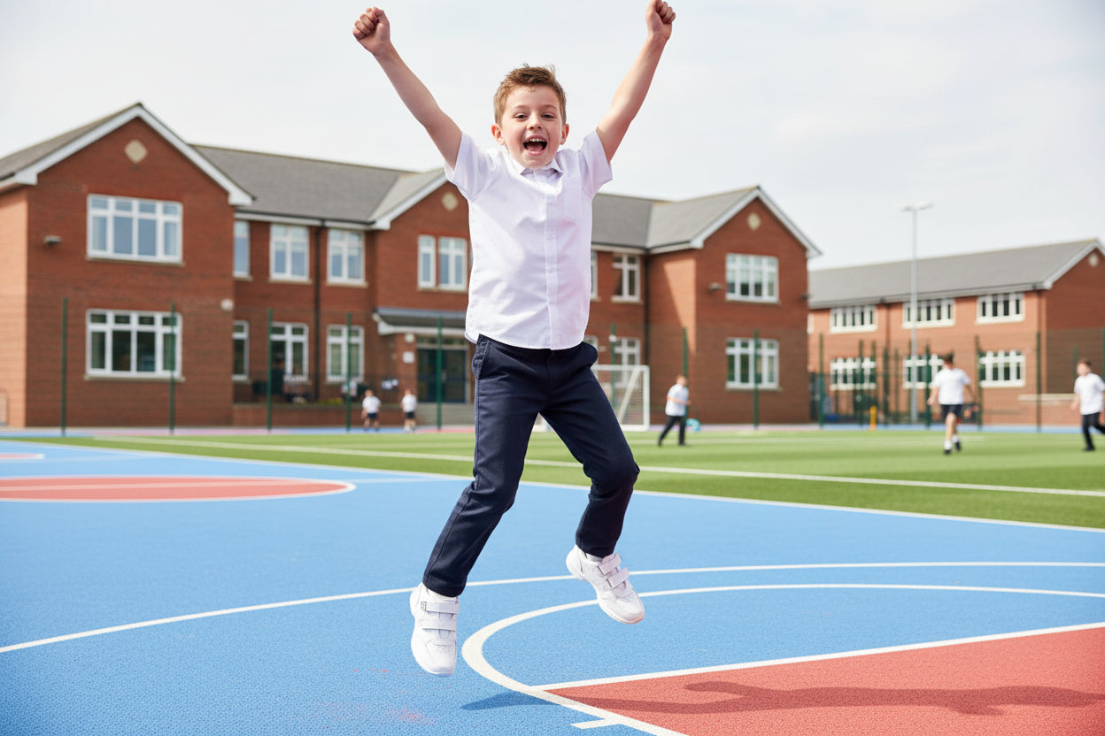 Tenis Escolar Unisex  127 Piel Blanco doble Velcro