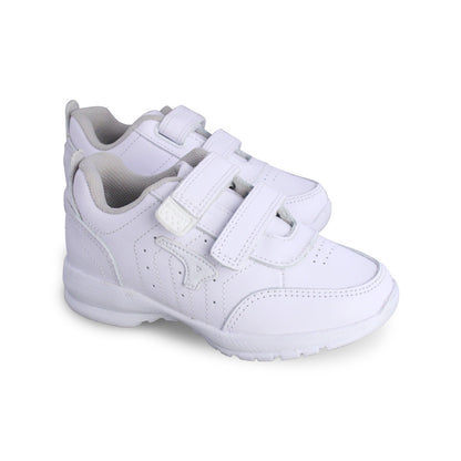 Tenis Escolar Unisex 127 Piel Blanco doble Velcro