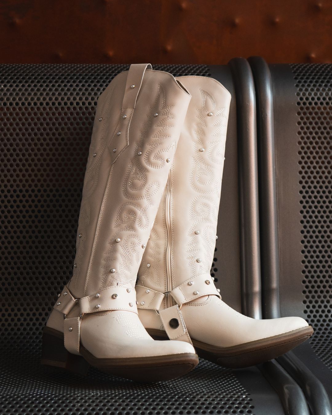 Bota Vaquera Alta Mujer 96540 Davina Piel Marfil
