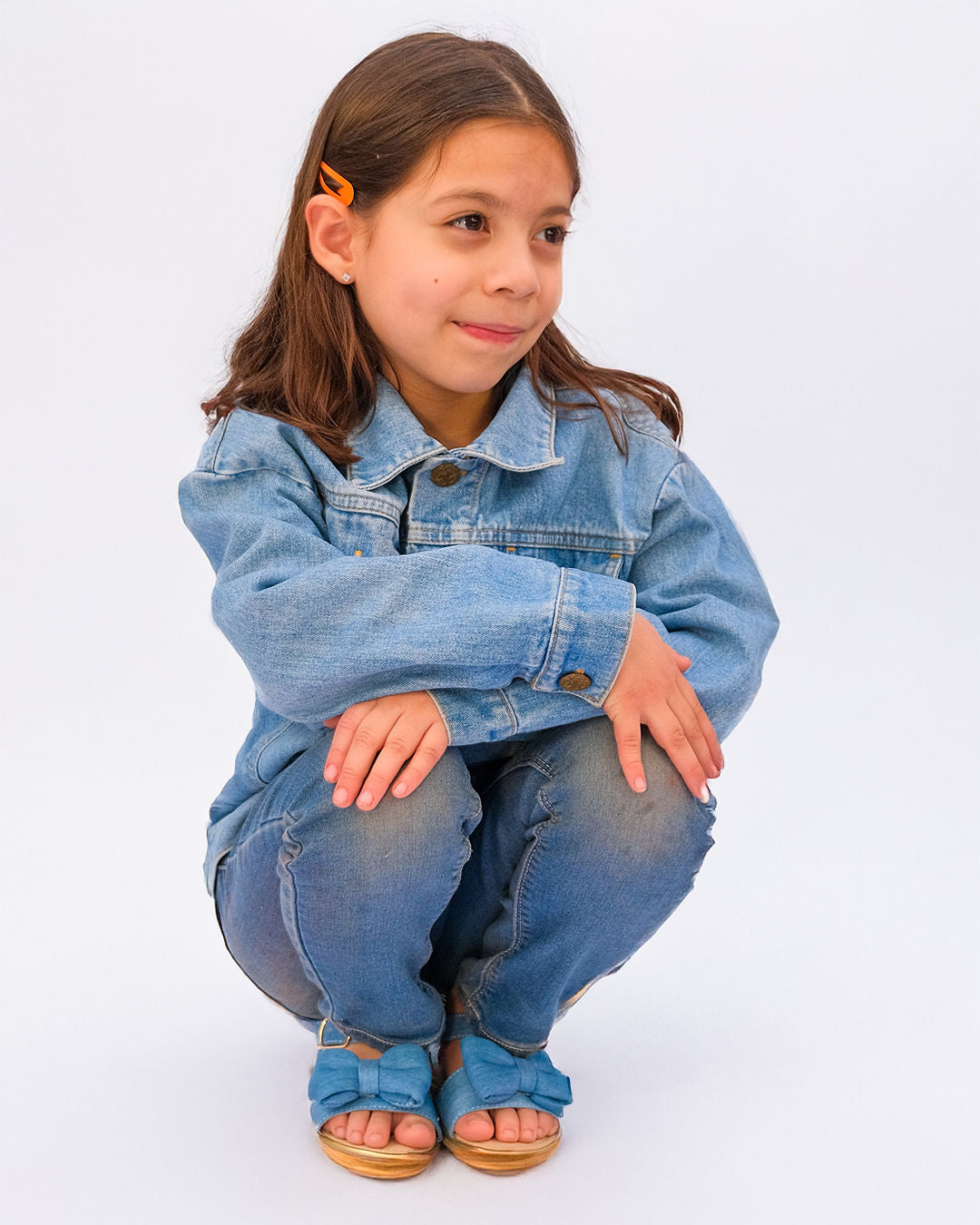 Sandalia Niña 20000 Mezclilla Azul con Moño