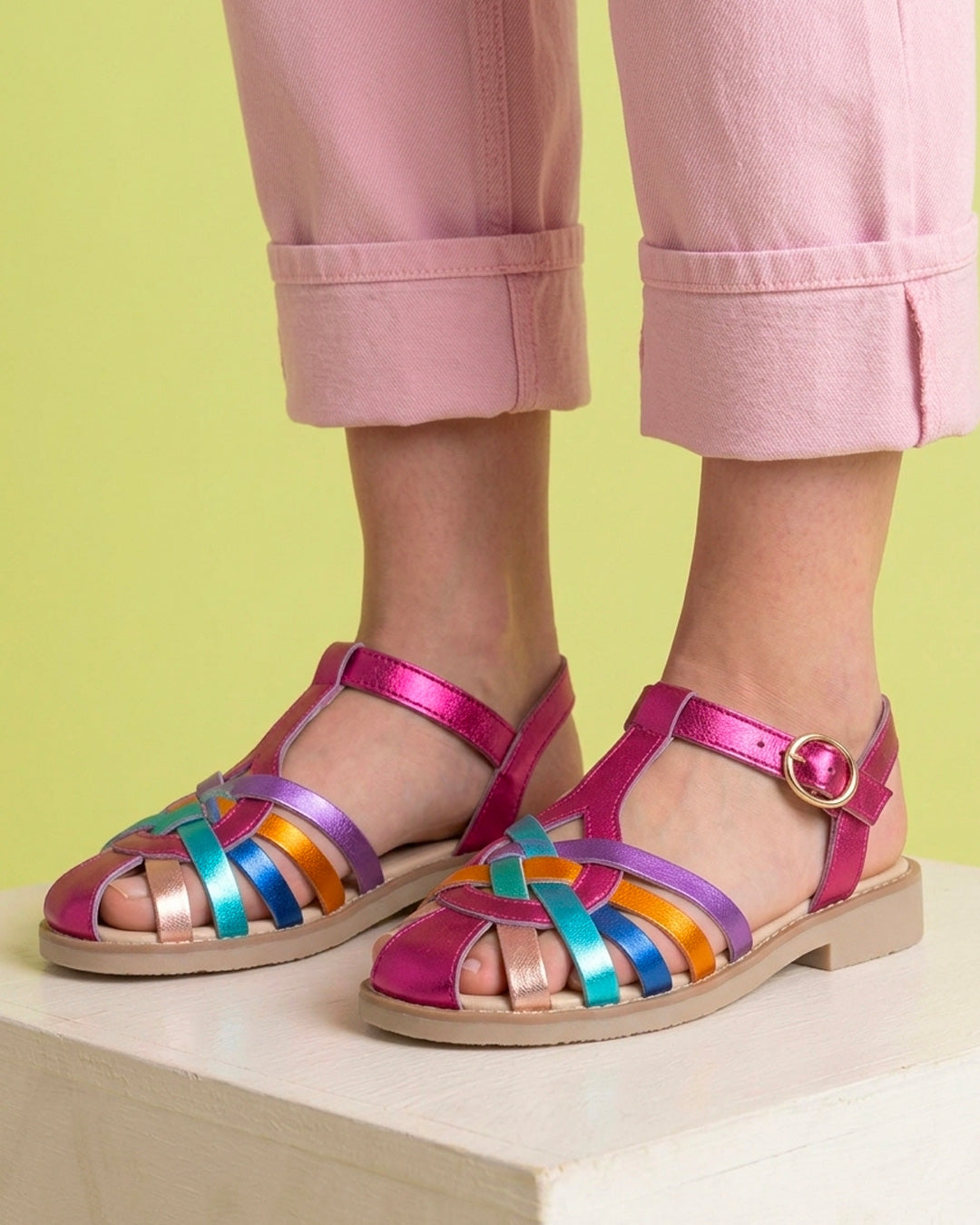 Sandalia Niña 20020 Multicolor Metálico Trenzado