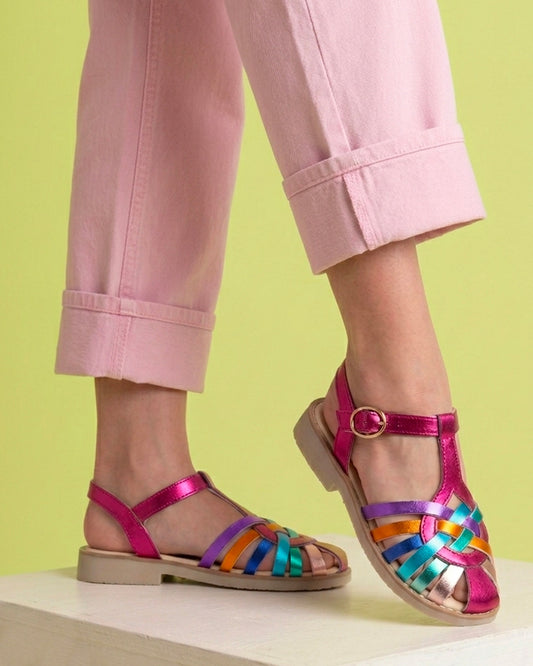 Sandalia Niña 20020 Multicolor Metálico Trenzado