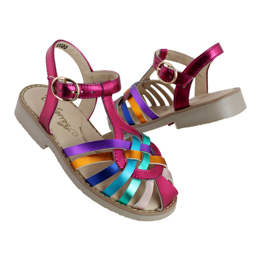 Sandalia Niña 20020 Multicolor Metálico Trenzado