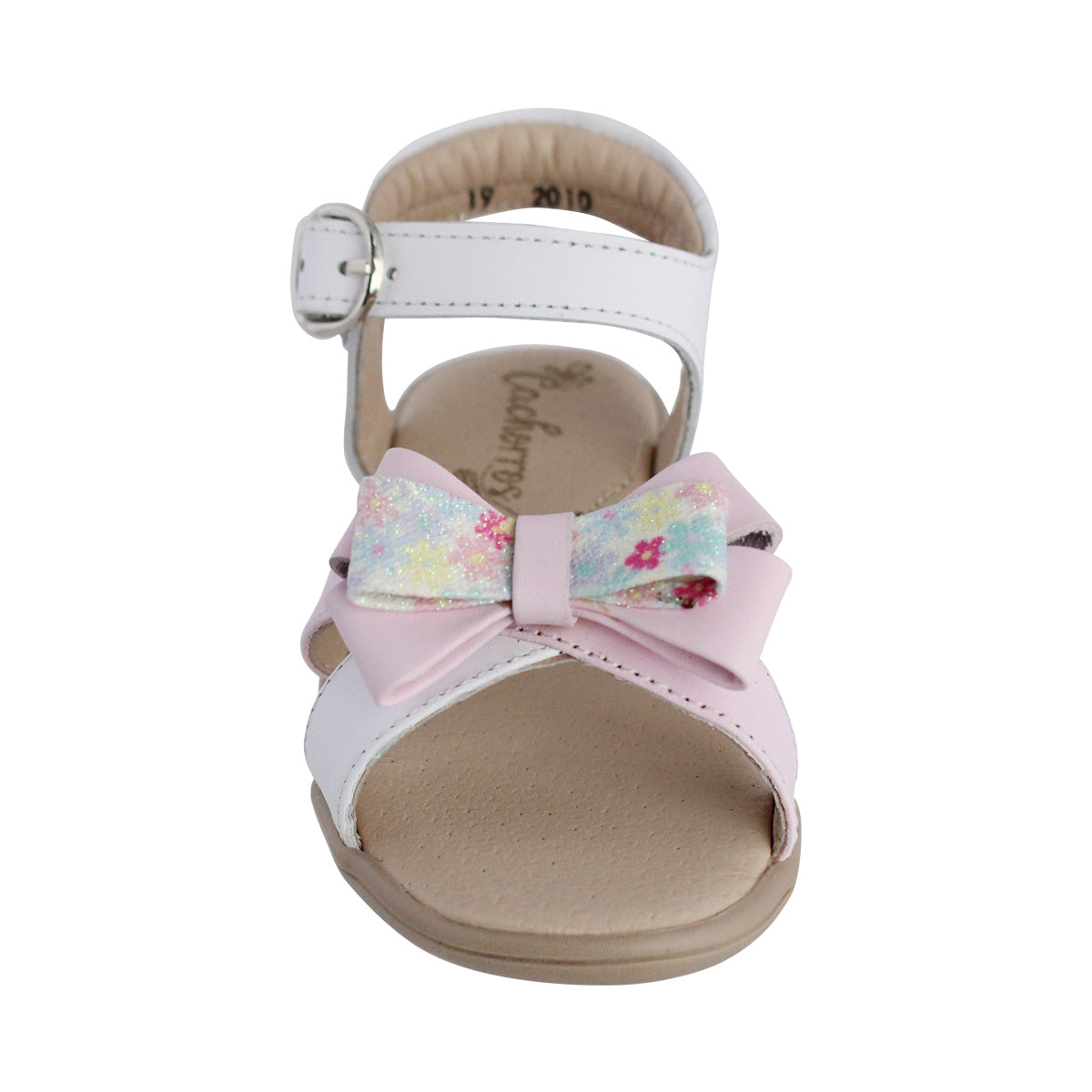 Sandalia Niña 2010 Piel Blanco con Moño