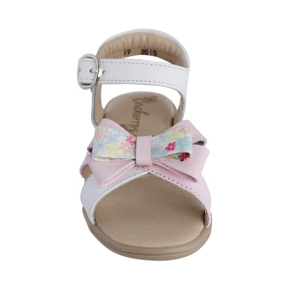 Sandalia Niña 2010 Piel Blanco con Moño