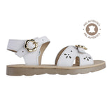 Sandalia niña 2030 piel blanco con doble hebilla