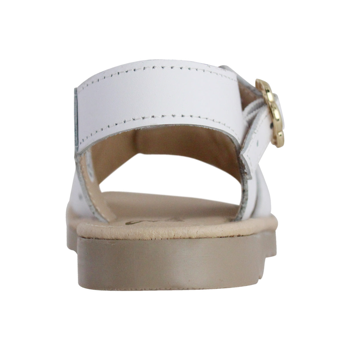 Sandalia Niña 2030 Piel Blanco con Doble Hebilla