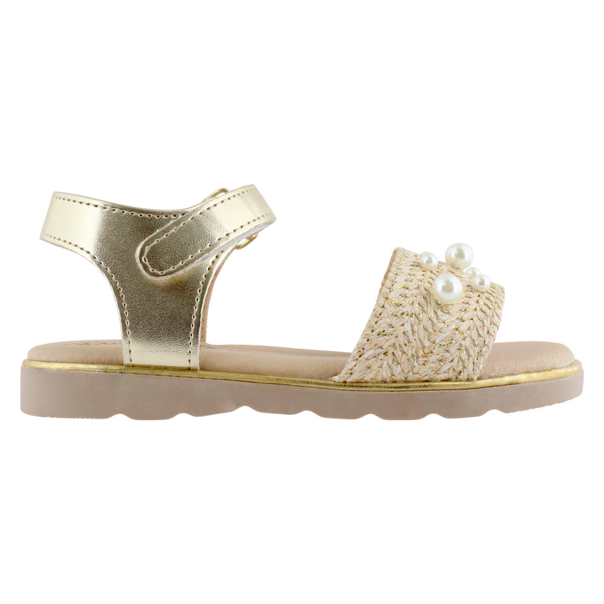 Sandalia Niña 20402 Yute Arena con Perlas