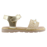 Sandalia niña 20402 yute arena con perlas