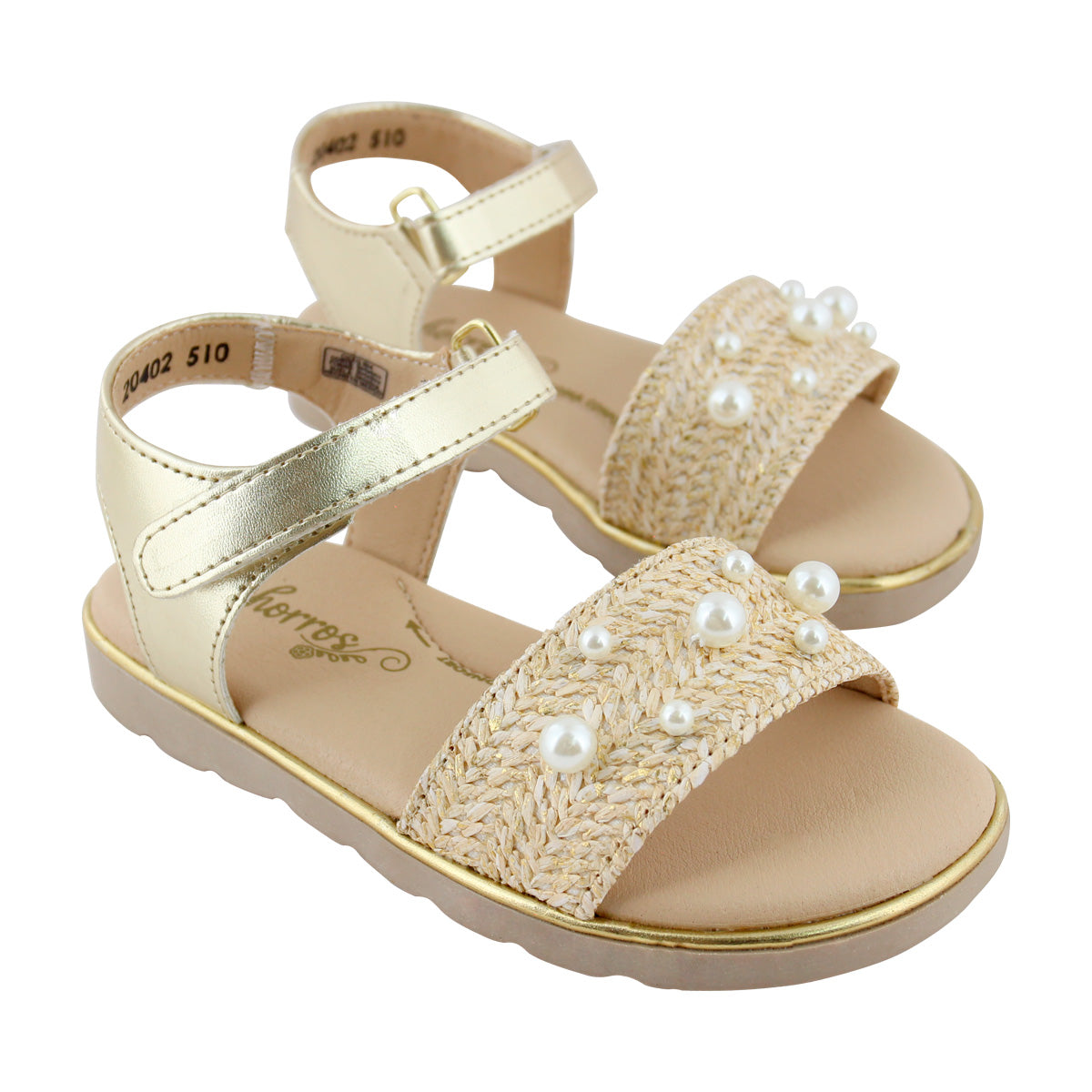 Sandalia Niña 20402 Yute Arena con Perlas