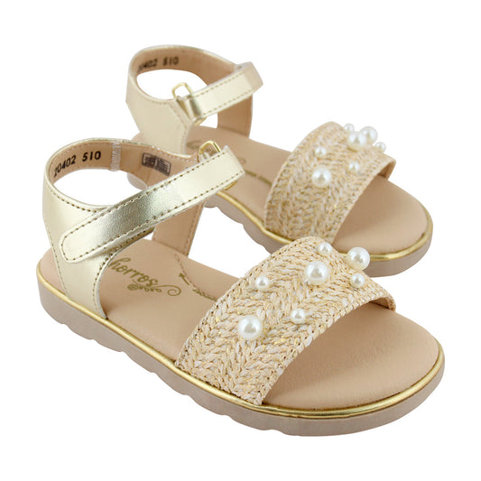 Sandalia Niña 20402 Yute Arena con Perlas