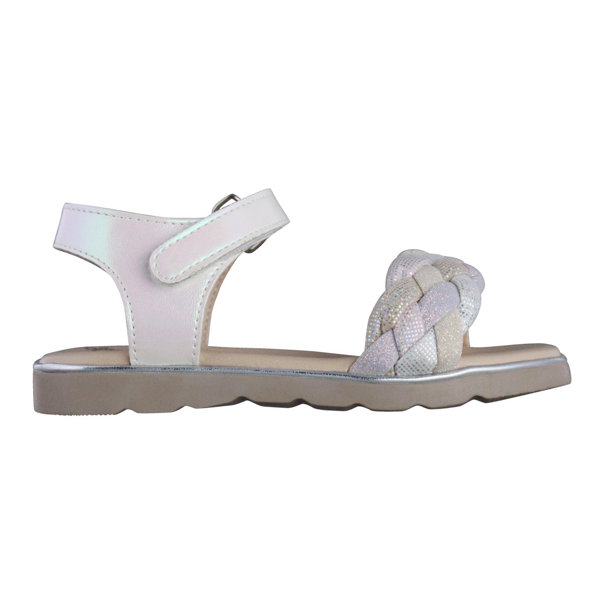 Sandalia Niña 20404 Beige Nacarado con Trenza