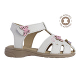 Sandalia niña 20426 piel blanca con mariposas