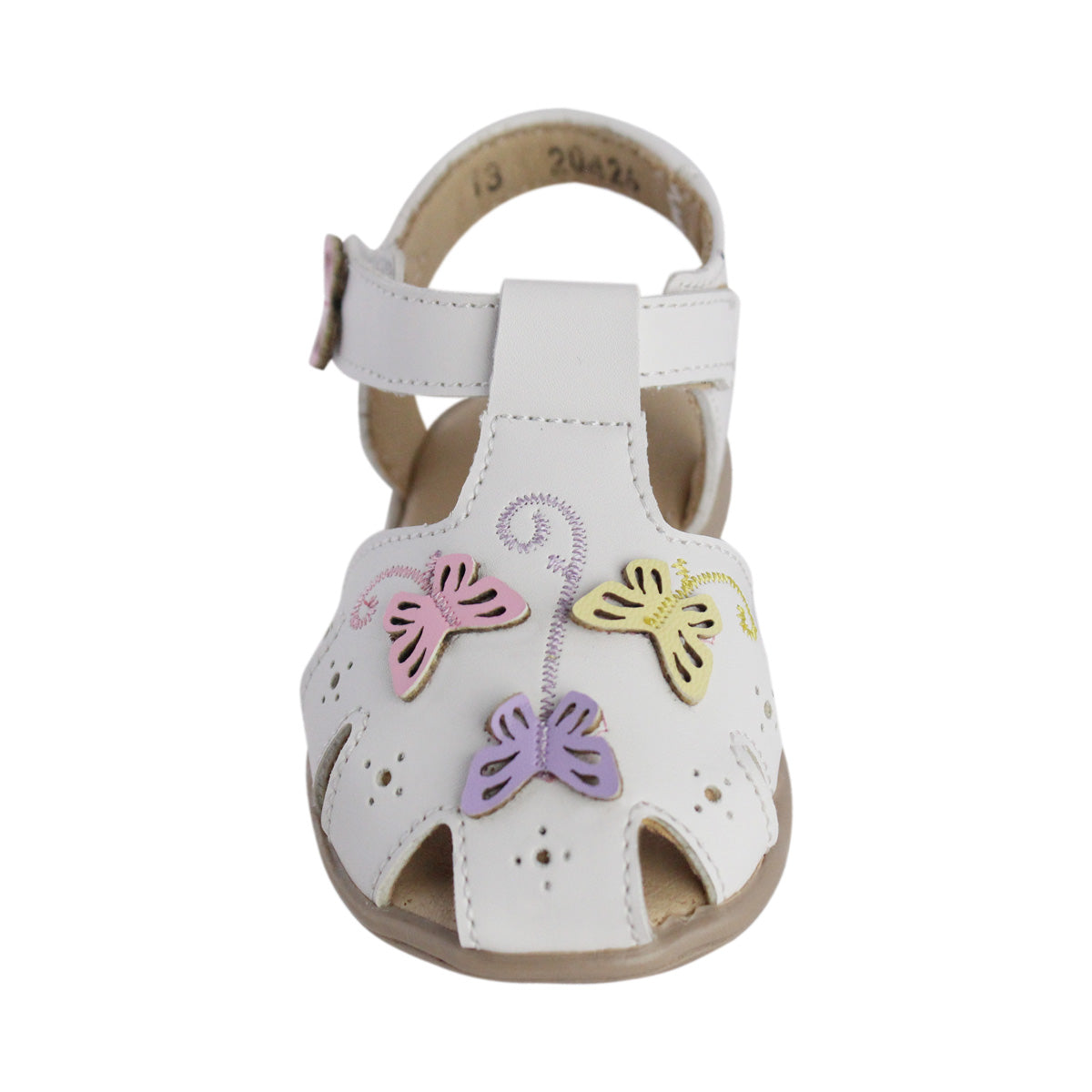 Sandalia Niña 20426 Piel Blanca con Mariposas