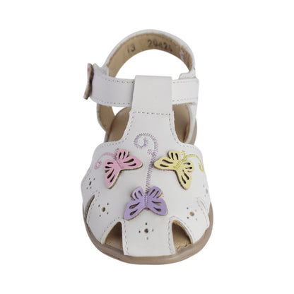 Sandalia Niña 20426 Piel Blanca con Mariposas