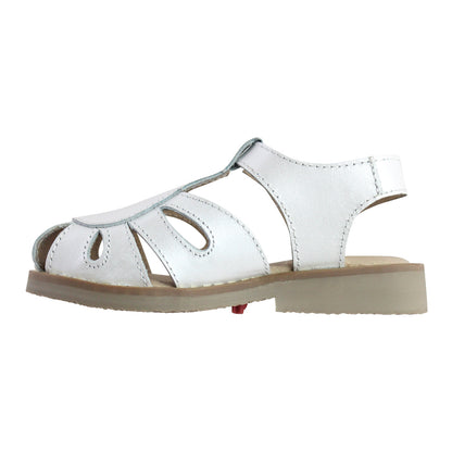 Sandalia Niña 2050 Piel Blanco con Hebilla Corazón Perforado
