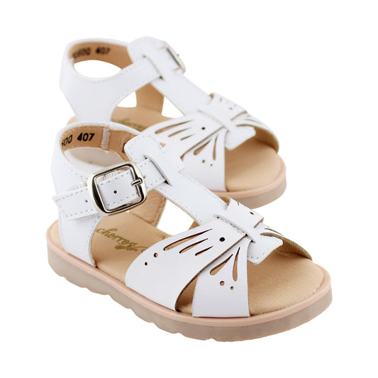 Sandalia Niña 20500 Blanco con hebilla y Perforado