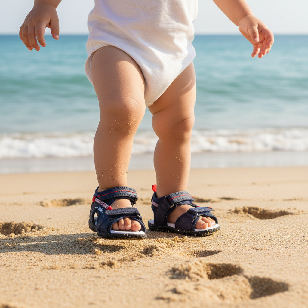 Sandalia Niño 25015 Piel Marino doble Velcro